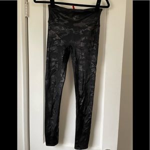 SPANX Faux Leather Leggings - Black Camo